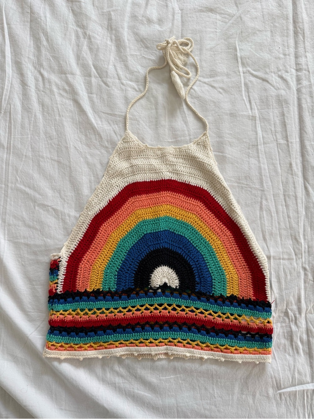 Forever 21 Rainbow Knit Halter Top Size Large